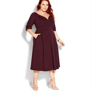 NWT City Chic Burgundy Red Dress Size 16